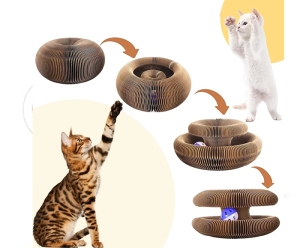 Jouet multifonction pour chat avec balle et planche à gratter